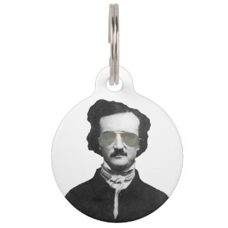 Edgar Allan Poe mit Sonnenbrille Personalisiert Tiernamensmarke