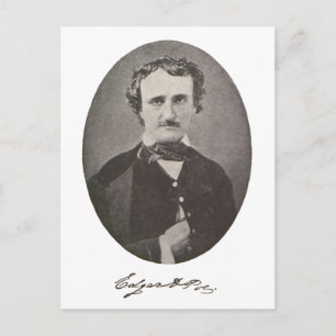 Edgar Allan Poe mit Unterschrift Postkarte