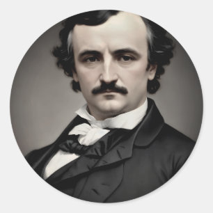 Edgar Allan Poe Original Portrait Runder Aufkleber