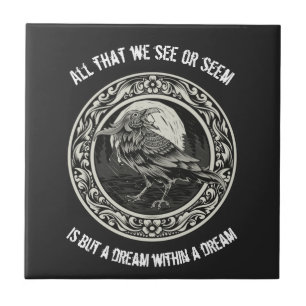 Edgar Allan Poe Poet Author Dream Raven Medallion  Fliese