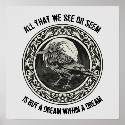 Edgar Allan Poe Poet Author Dream Raven Medallion Poster (Vorne)