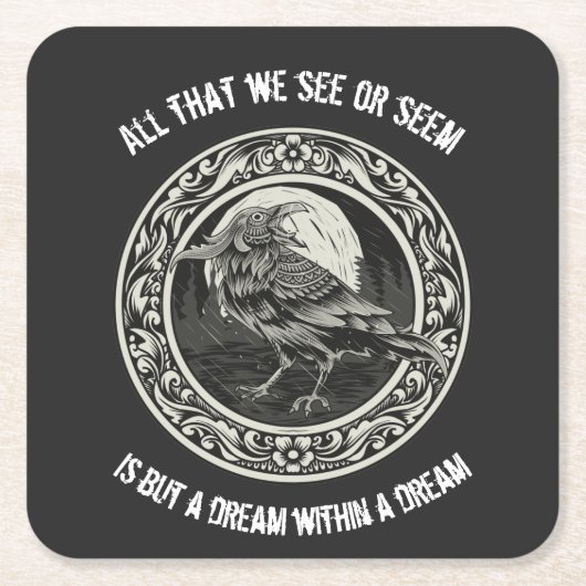Edgar Allan Poe Poet Author Dream Raven Medallion Rechteckiger Pappuntersetzer (Vorderseite)