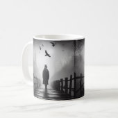 Edgar Allan Poe Poet Bridge Ravens Foggy Spooky Kaffeetasse (Vorderseite Links)