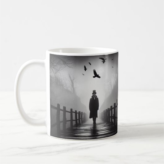 Edgar Allan Poe Poet Bridge Ravens Foggy Spooky Kaffeetasse (Links)
