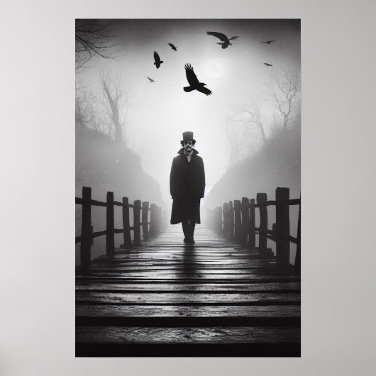 Edgar Allan Poe Poet Bridge Ravens Foggy Spooky Poster (Vorne)