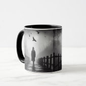 Edgar Allan Poe Poet Bridge Ravens Foggy Spooky Tasse (Vorderseite Links)