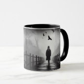 Edgar Allan Poe Poet Bridge Ravens Foggy Spooky Tasse (VorderseiteRechts)