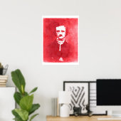 Edgar Allan Poe Pop Rotes Portrait Poster (Heimbüro)