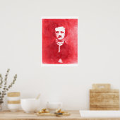 Edgar Allan Poe Pop Rotes Portrait Poster (Küche)