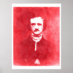 Edgar Allan Poe Pop Rotes Portrait Poster