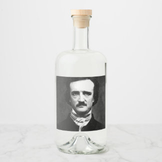 Edgar Allan Poe Portrait Alkoholflaschenetikett