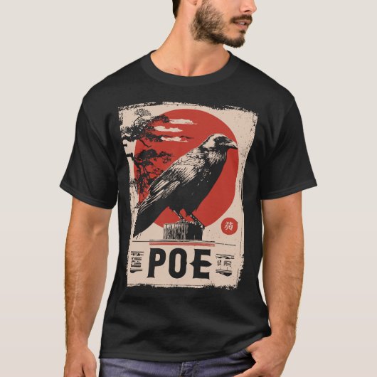 Edgar Allan Poe Raven Gothic Literature Design T-Shirt (Vorderseite)