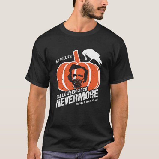 Edgar Allan Poe Raven zu einem KürbisHalloween 202 T-Shirt (Vorderseite)