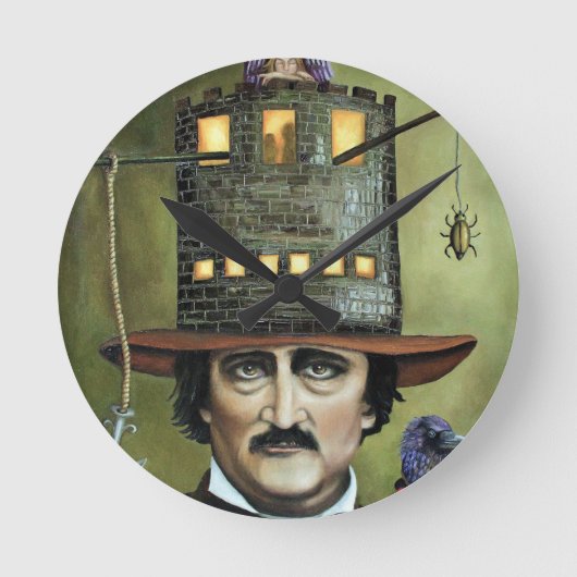 Edgar Allan Poe Runde Wanduhr (Vorderseite)