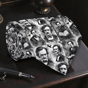 Edgar Allan Poe Schwarz-Weiß-Schlips Krawatte