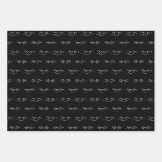 Edgar Allan Poe, Signature, Raven und Portrait Geschenkpapier Set (Vorderseite 3)