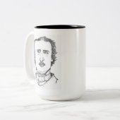 Edgar Allan Poe Stipple Art Coffee Mug Zweifarbige Tasse (Vorderseite Links)