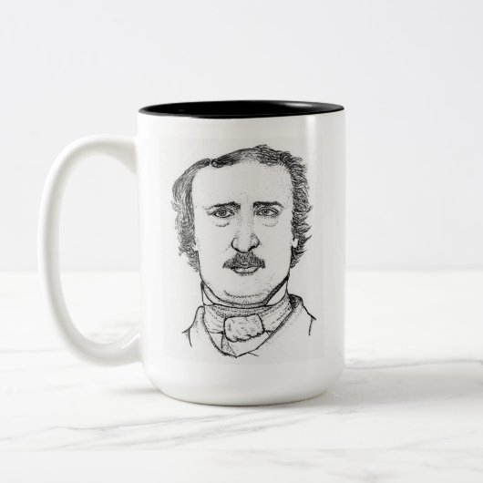 Edgar Allan Poe Stipple Art Coffee Mug Zweifarbige Tasse (Links)