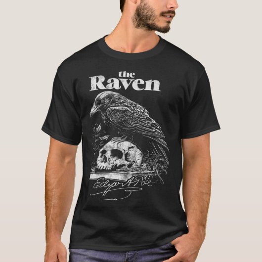 Edgar Allan Poe The Raven Nevermore Distressed Ret T-Shirt (Vorderseite)