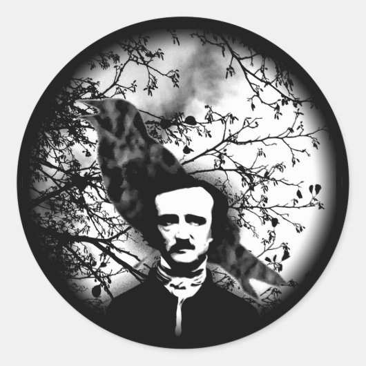 Edgar Allan Poe 'The Raven' Runder Aufkleber (Vorderseite)