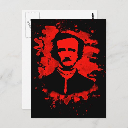 Edgar Allan Poe Tribute (rot) Postkarte (Vorne/Hinten)