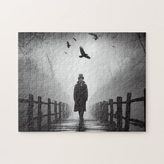 Edgar Allan Poe Wanderbrücke mit Raven Birds Puzzle (Horizontal)