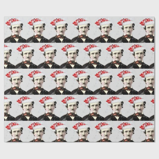 Edgar Allan Poe Weihnachtsmannmütze Fun Author Poe Geschenkpapier (Flach)