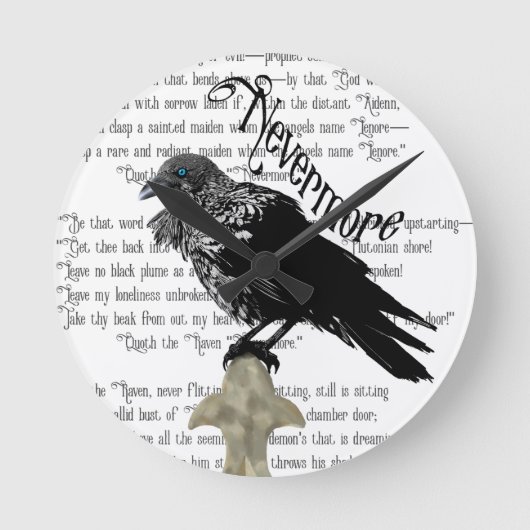 Edgar Allan Poe's The Raven Runde Wanduhr (Vorderseite)