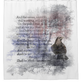 Edgar Allan Pop The Raven Gedicht Raven Watercolor Duschvorhang