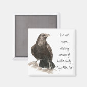 Edgar Allen Poe Insanity Quote Watercolor Raven Magnet (Vorderseite/Rückseite)