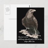Edgar Allen Poe Insanity Quote Watercolor Raven Postkarte (Vorne/Hinten)