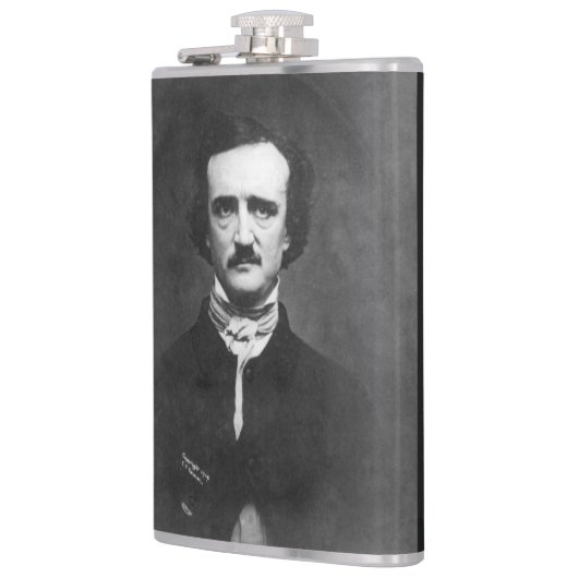 Edgar Allen Poe mit Zitat Flachmann (Links)