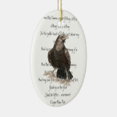 Edgar Allen Poe Quote Watercolor Raven Bird Keramikornament (Rechts)