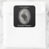 Edgar Allen Poe The Raven Geem Buchzeichen Art Quadratischer Aufkleber (Tasche)