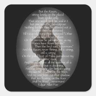 Edgar Allen Poe "The Raven" Halloween Gedicht Voge Quadratischer Aufkleber