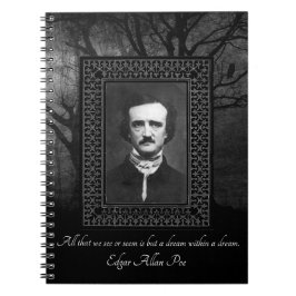 Edgar Allen Poe Zitat Creepy Forest Black/Grau Notizblock