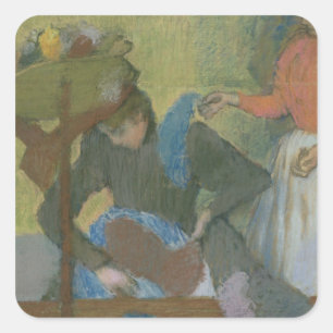 Edgar Degas Auf der Milliner's, c.1898 Quadratischer Aufkleber