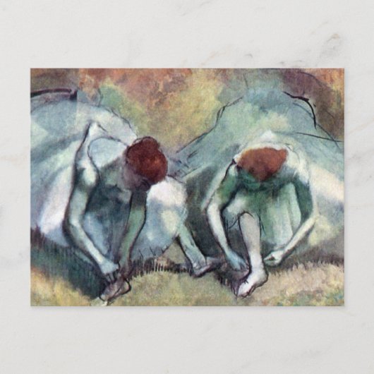 Edgar Degas - Ballet Dancers Tying Shoes Postkarte (Vorderseite)