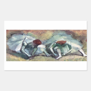 Edgar Degas - Ballet Dancers Tying Shoes Rechteckiger Aufkleber