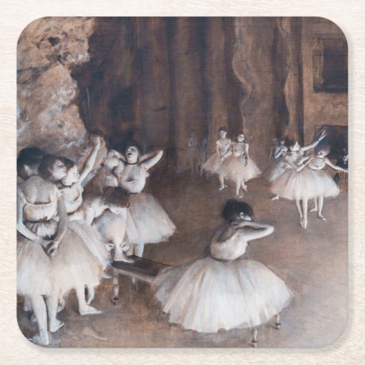 Edgar Degas - Ballett-Probe auf Bühne Rechteckiger Pappuntersetzer (Vorderseite)