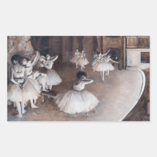 Edgar Degas - Ballettprobe auf der Bühne Rechteckiger Aufkleber