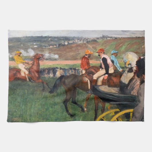 Edgar Degas - Bei den Rennen Geschirrtuch (Horizontal)