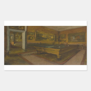 Edgar Degas - Billiard Room in Menil-Hubert Rechteckiger Aufkleber