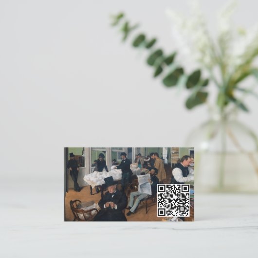 Edgar Degas - Cotton Office New Orleans - QR-Code Visitenkarte (Stehend Vorderseite)