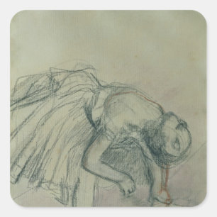 Edgar Degas   Dancer Fixing her Slipper, c.1865 Quadratischer Aufkleber