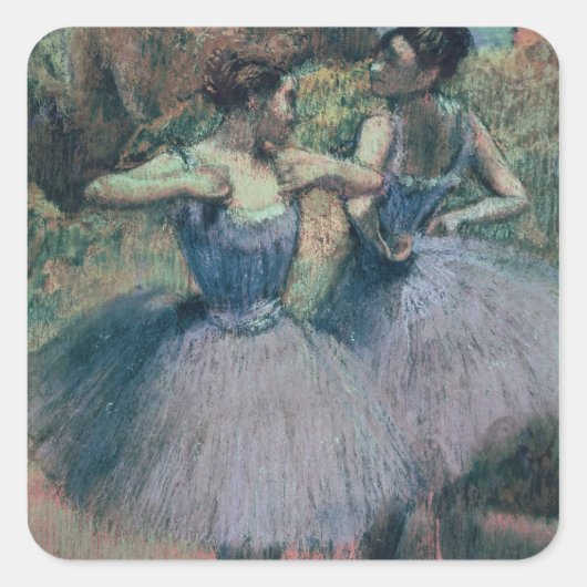 Edgar Degas Dancers in Violet Quadratischer Aufkleber (Vorderseite)