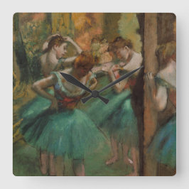 Edgar Degas Dancers Pink und Green Quadratische Wanduhr
