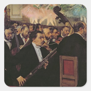 Edgar Degas das Opern-Orchester, c.1870 Quadratischer Aufkleber