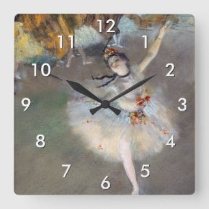 Edgar Degas - Der Star / Tänzer auf der Bühne Quadratische Wanduhr