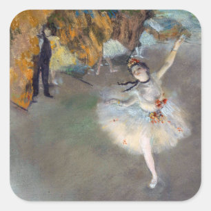 Edgar Degas - Der Star / Tänzer auf der Bühne Quadratischer Aufkleber